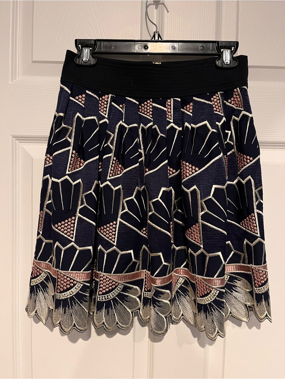 Navy Floral Embroidered Circle Skirt Lauren Moffatt Anthropology